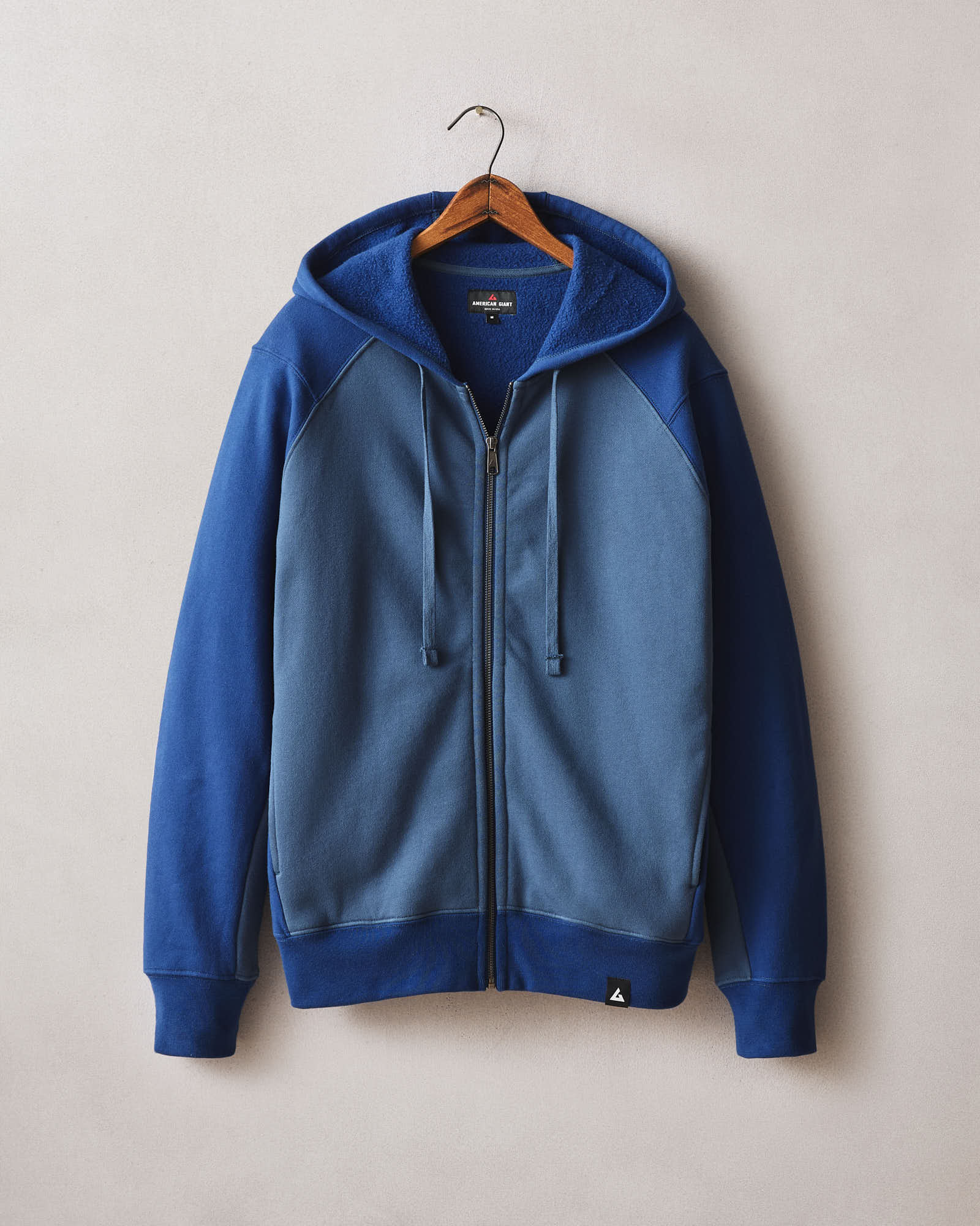 Men's Raglan Colorblock Midweight Full Zip - Dark Denim Estate Blue