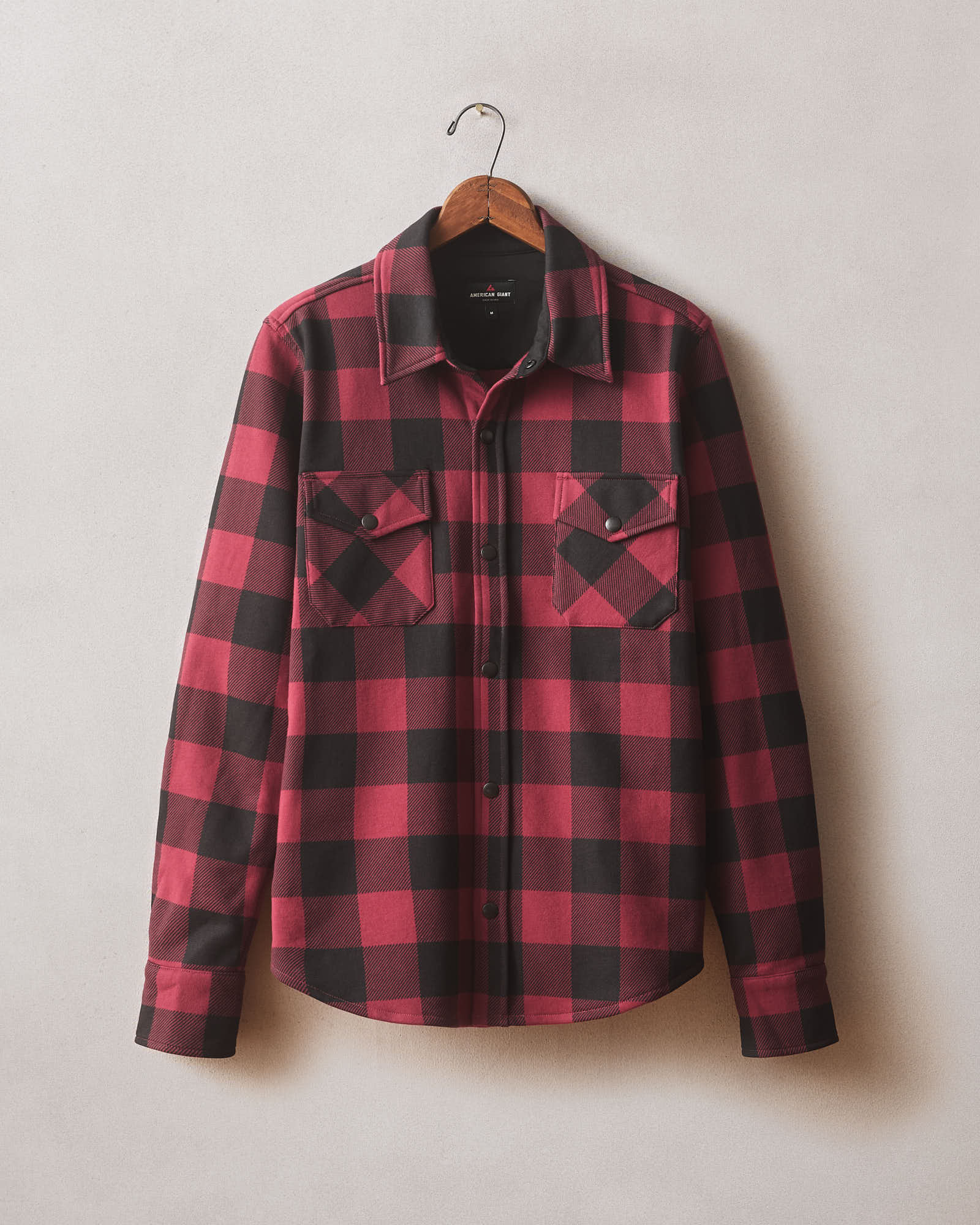 Unisex Redwood Fleece Overshirt - Bonfire Red Plaid