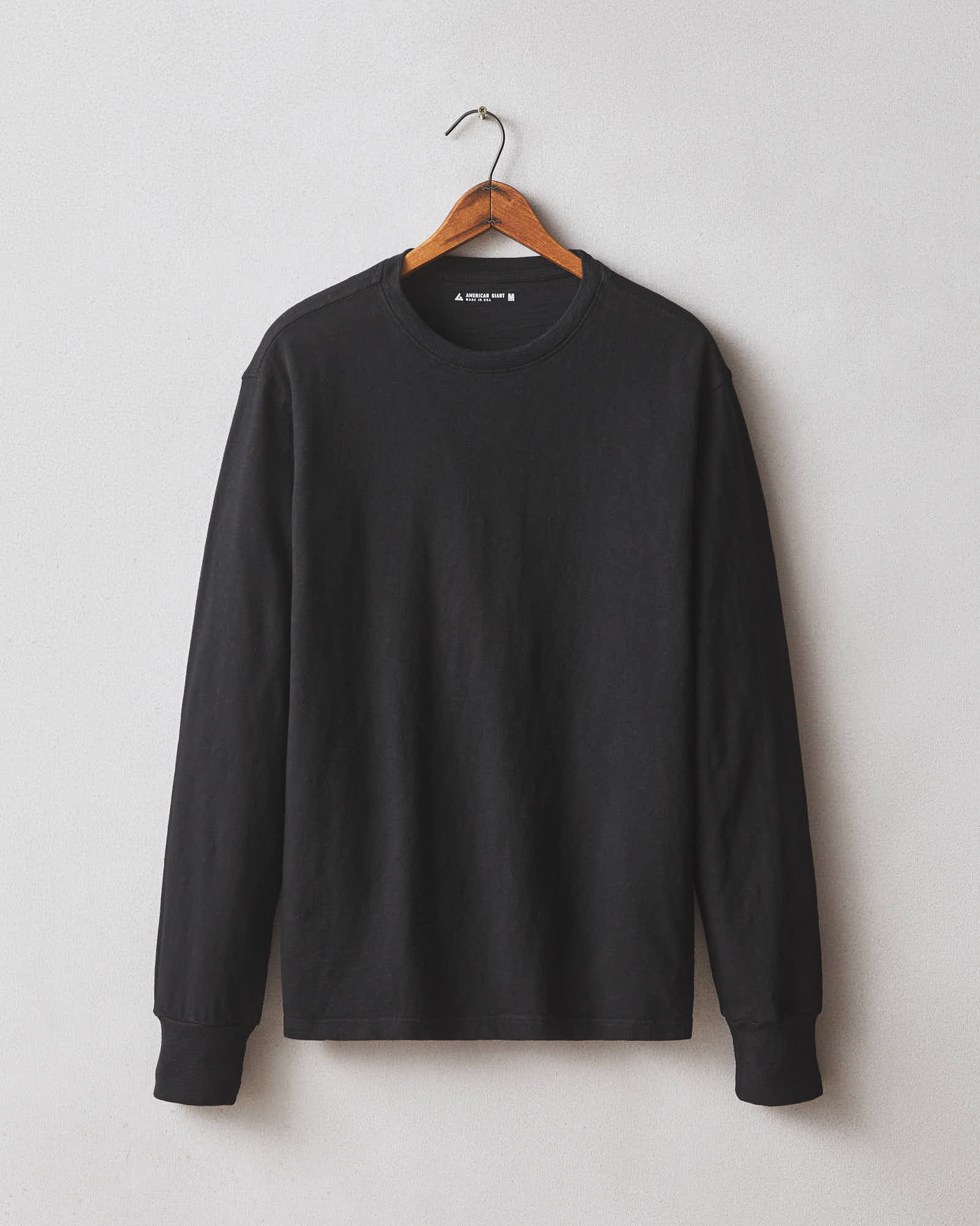 Men's Premium Slub Crew Tee Long Sleeve   - Black