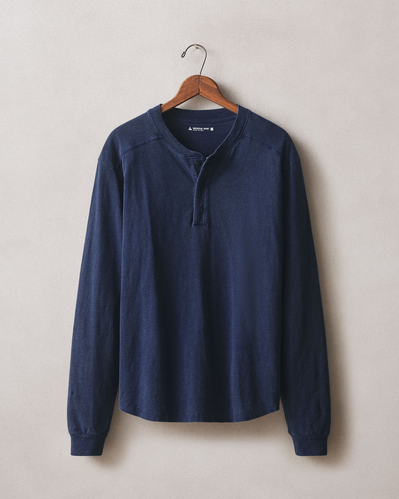 Men's Premium Slub Henley Long Sleeve - Faded Indigo