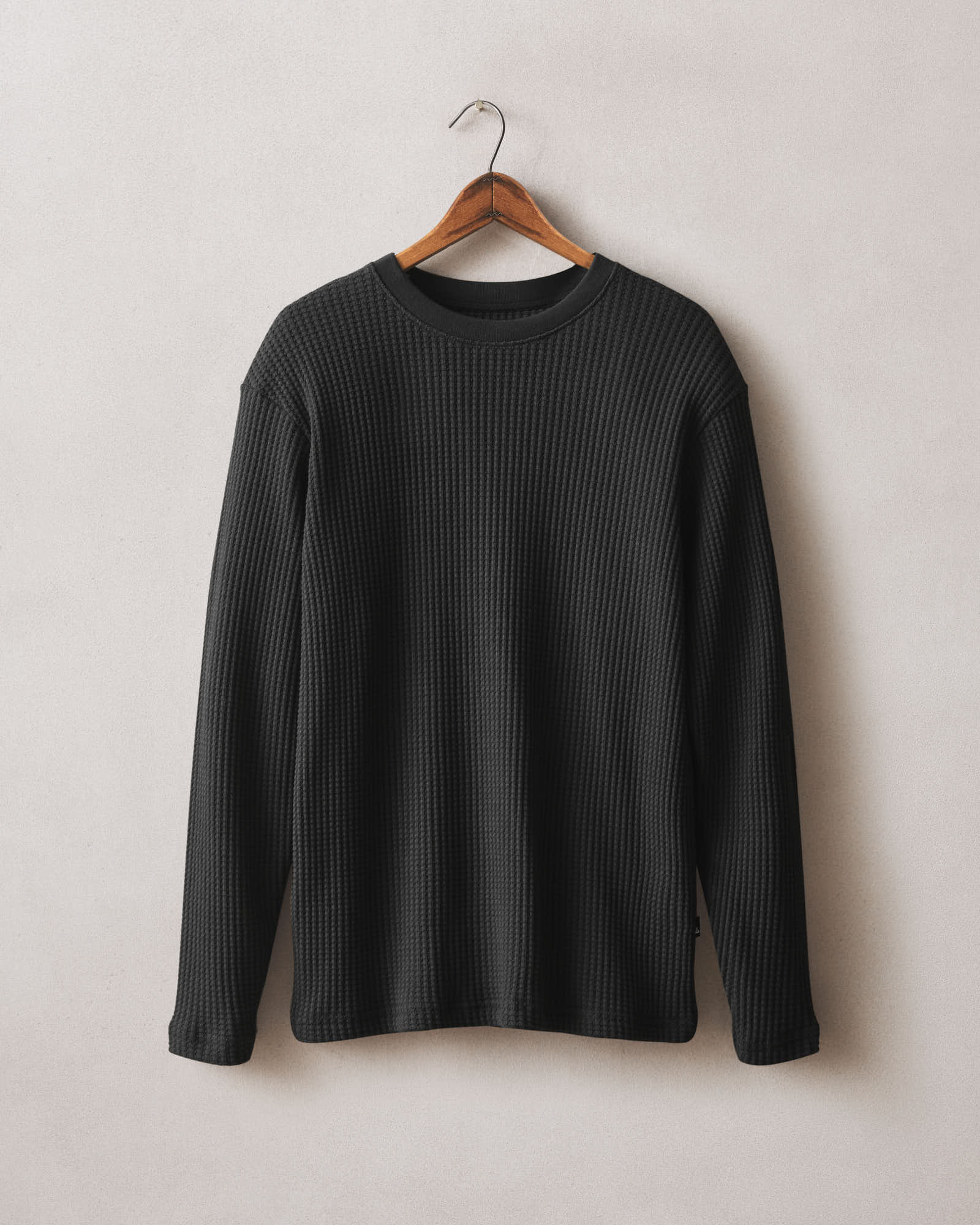 Men's Waffle Long Sleeve Crew - Black