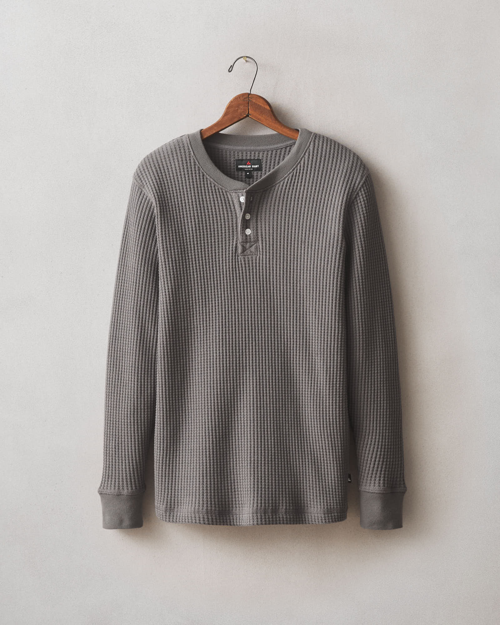 Men's Waffle Long Sleeve Henley - Thunderstorm