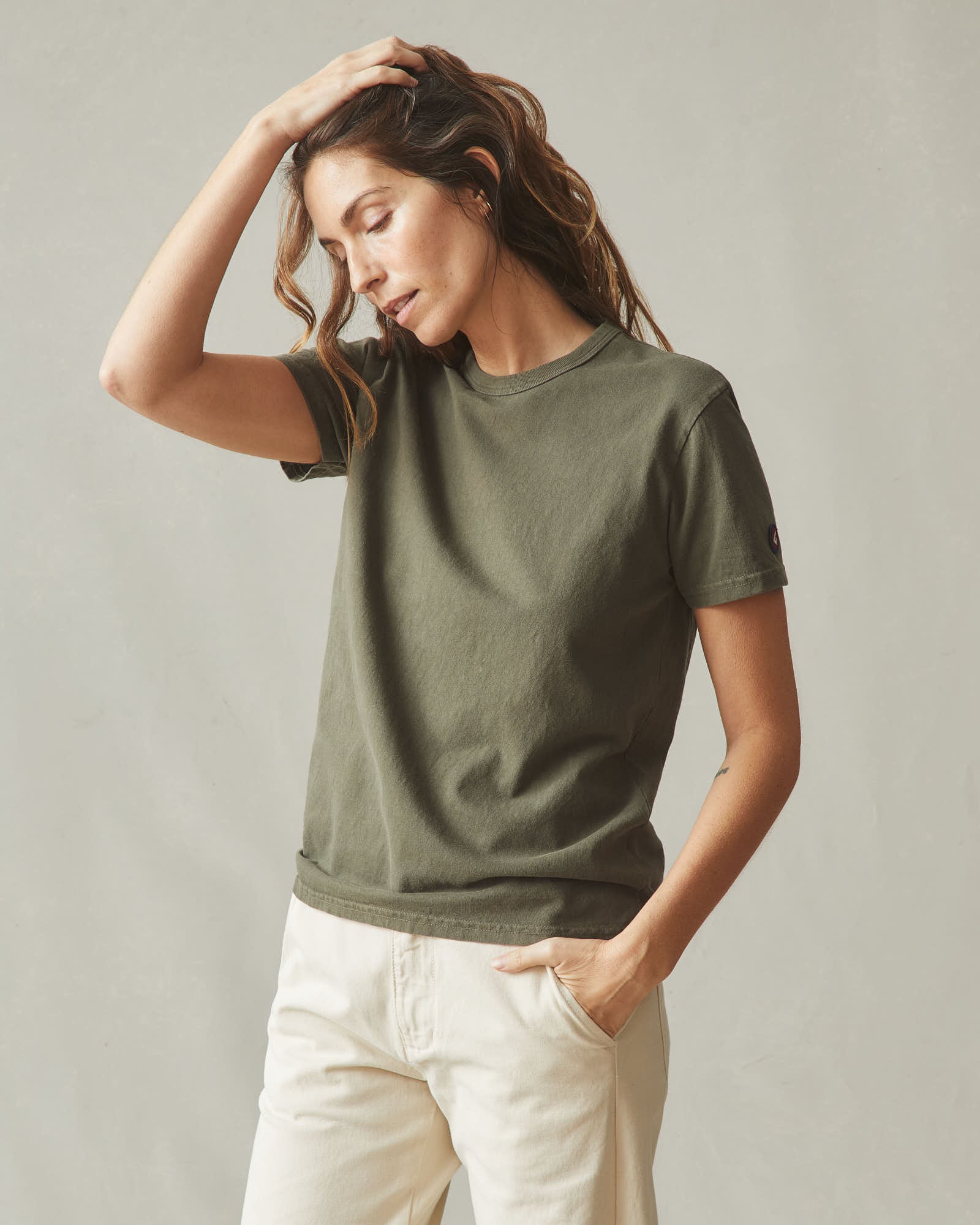Women's Vintage Crew Tee - Washed Olive