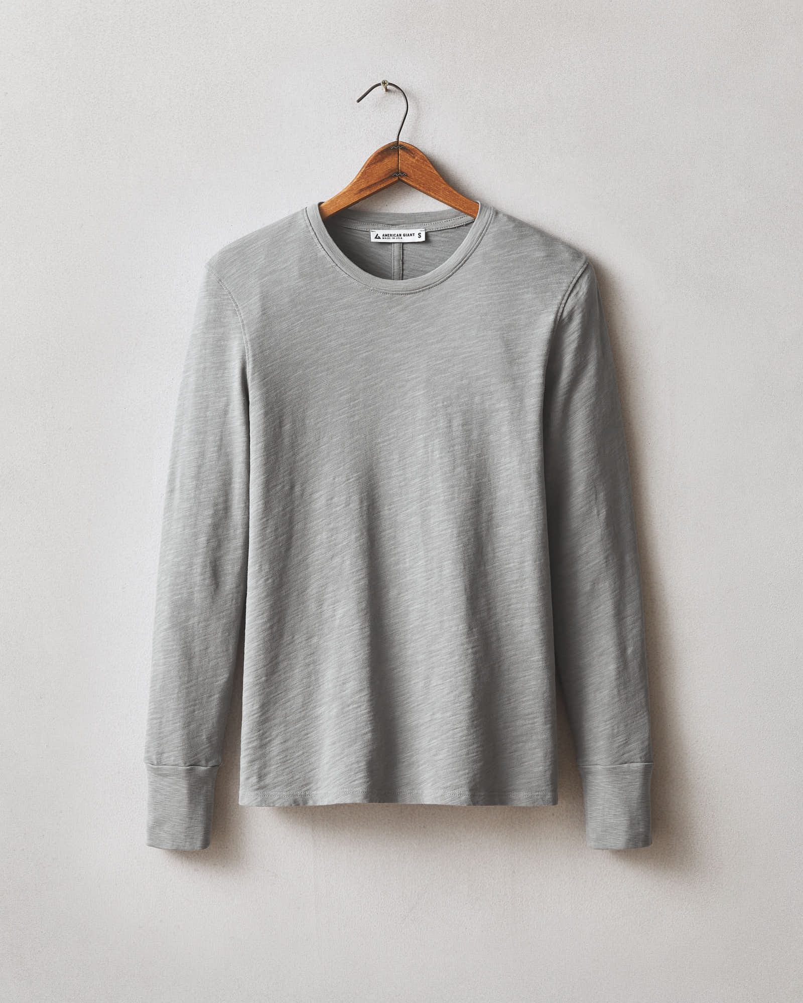 Women's Premium Slub Crew Tee Long Sleeve - Heather Grey