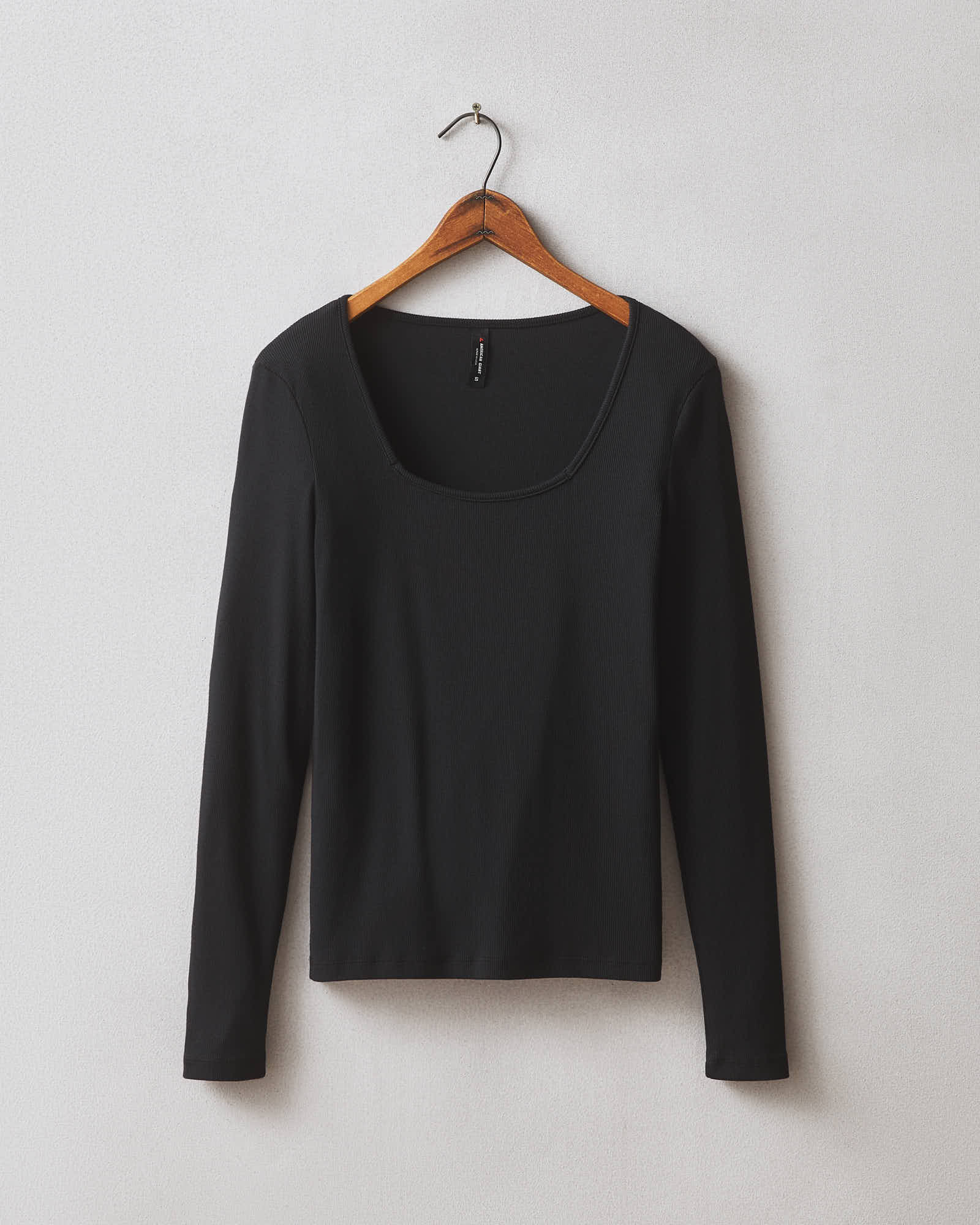 Women's Luxe Rib Square Neck Long Sleeve - Black