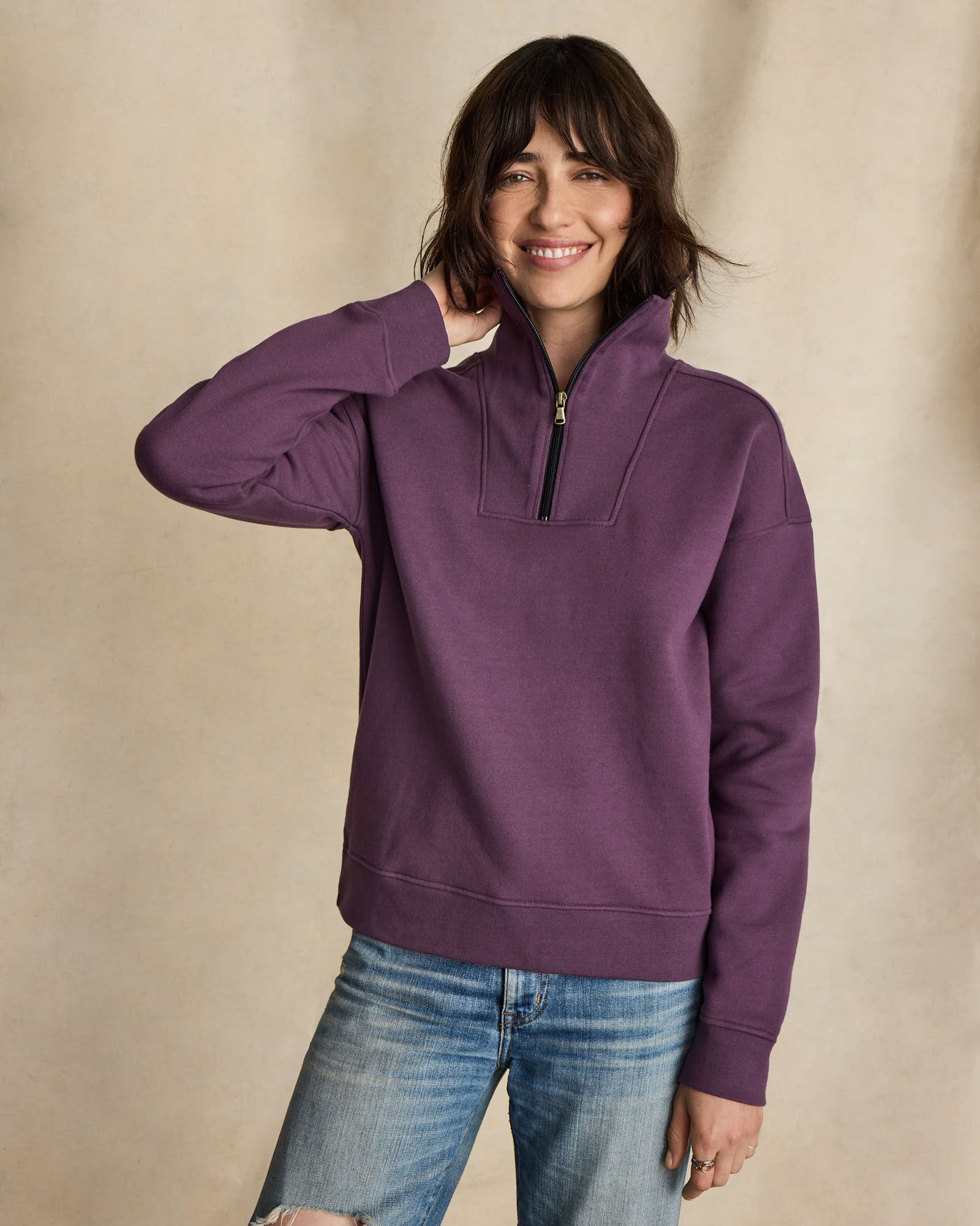 Women's Carolina Rib Collar Half-Zip - Heather Plum